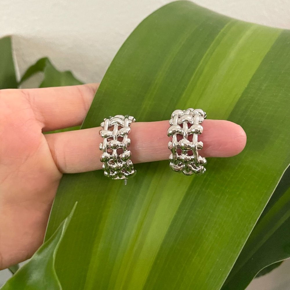 Silver hoop earring